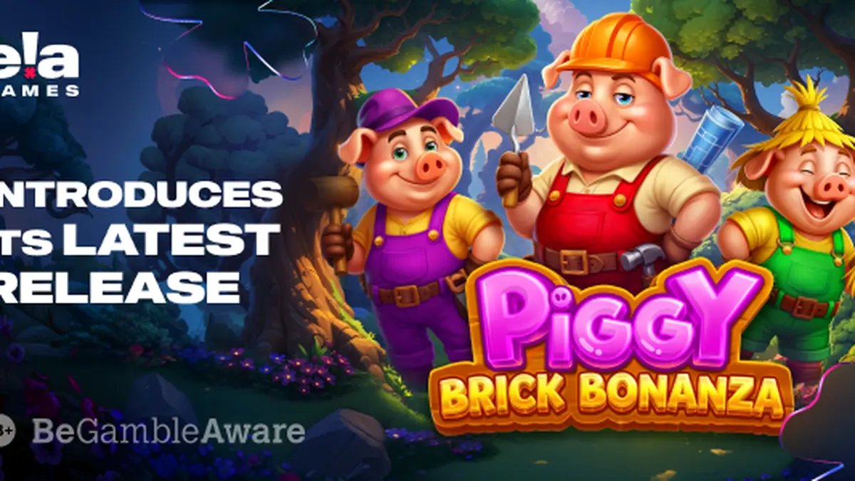 Tampilan visual permainan slot Piggy Brick Bonanza dengan tema pembangunan rumah.